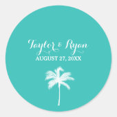Palmboom Aqua Envelope Seal Sticker (Voorkant)