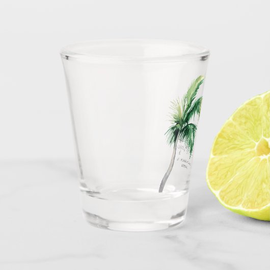 Palmboom Aquarel Persoonlijke Bachelorette Party Shot Glas (Links)