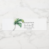 Palmboom Aquarel Persoonlijke Bachelorette Waterfles Etiket (Enkel label)