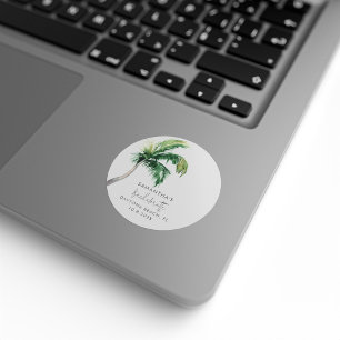 Palmboom Aquarel Persoonlijke Henparty Ronde Sticker