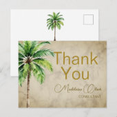 Palmboom Aquarel Tropische Dankjewel  Briefkaart (Voorkant / Achterkant)