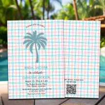 Palmboom Azure Roze Geruit QR Code Bruid