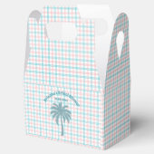 Palmboom Azure Roze Geruite Bruidsdouche Bedankdoosjes (Geopend)