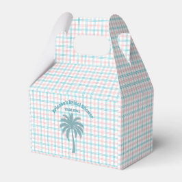 Palmboom Azure Roze Geruite Bruidsdouche Bedankdoosjes