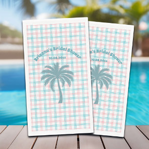 Palmboom Azure Roze Geruite Bruidsdouche Servet