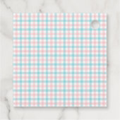 Palmboom Azure Roze Geruite Bruidsfeest Bedankjes Labels (Achterkant)