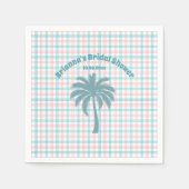 Palmboom Azure Roze Geruite Bruidsmeisjesfeest Servet (Voorkant)