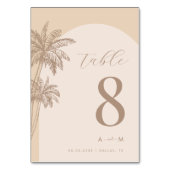 Palmboom Beige Classic Monogram Strand Huwelijk Kaart (Voorkant)
