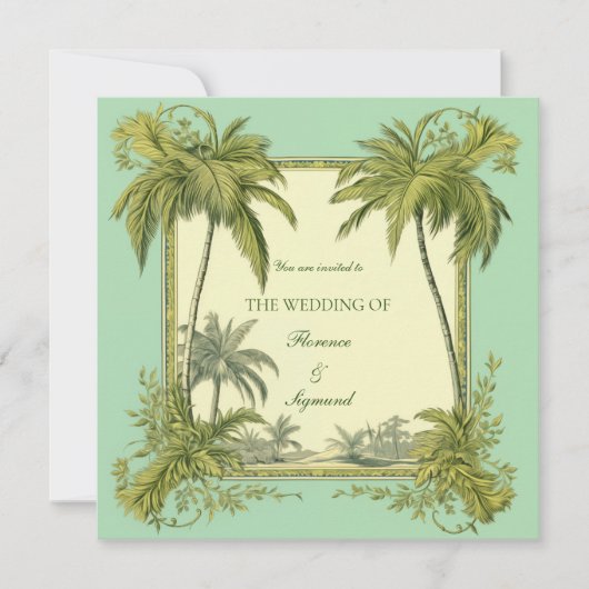 palmboom bestemming bruiloft uitnodiging (Voorkant)
