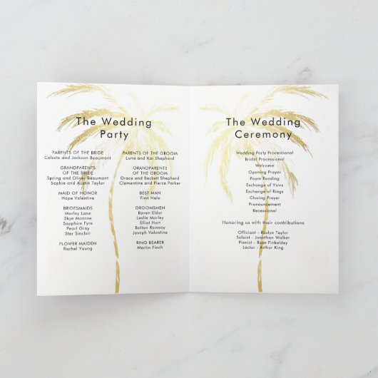 Palmboom Bestemming Trouwkaart Vouwprogramma Programma (Binnen)