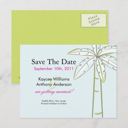 Palmboom Bewaar de datum POST KAART! Aankondigingskaart (Voorkant / Achterkant)