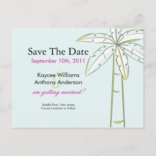 Palmboom Bewaar de datum POST KAART! Aankondigingskaart (Voorkant)