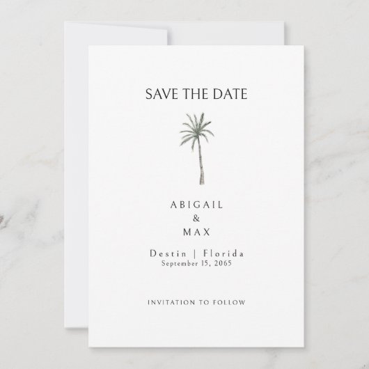 Palmboom Bewaar de Datum Save The Date (Voorkant)