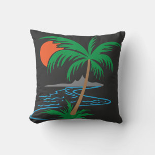 Palmboom bij de rivier Tropische zonsondergang k Kussen
