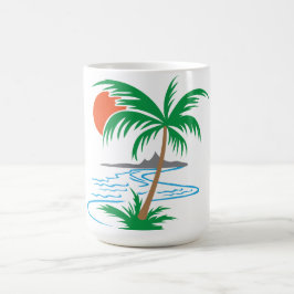Palmboom bij de rivier | Tropische zonsondergangsk Koffiemok