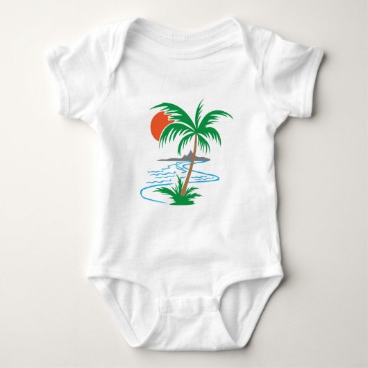 Palmboom bij de rivier | Tropische zonsondergangsk Romper (Voorkant)