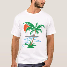 Palmboom bij de rivier | Tropische zonsondergangsk T-shirt