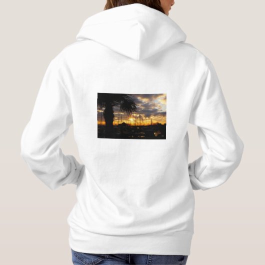 Palmboom bij haven. hoodie (Achterkant)