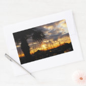 Palmboom bij haven. rechthoekige sticker (Envelop)