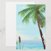 Palmboom bij het strand briefpapier (Voorkant / Achterkant)