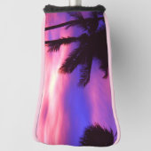 Palmboom bij zonsondergang  golfheadcover (Draai 90)
