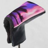 Palmboom bij zonsondergang  golfheadcover (3/4 voorkant)