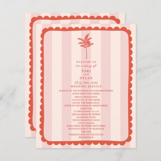 Palmboom blad roze streep bruiloft (Voorkant / Achterkant)