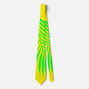 Palmboom blad Tropische Neon Geel Groen Abstract Stropdas