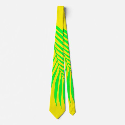 Palmboom blad Tropische Neon Geel Groen Abstract Stropdas (Voorkant)