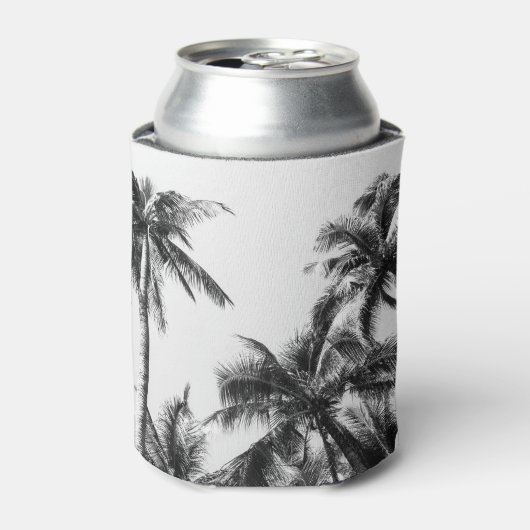 Palmboom blad zwart wit blikjeskoeler (Blikje Voorkant)