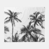 Palmboom blad zwart wit fleece deken (Voorkant (Horizontaal))