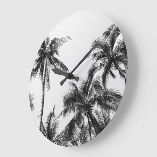 Palmboom blad zwart wit grote klok (Hoek)