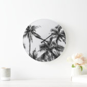 Palmboom blad zwart wit grote klok (Huis)