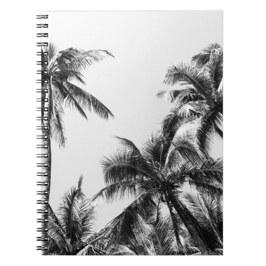 Palmboom blad zwart wit notitieboek (Voorkant)