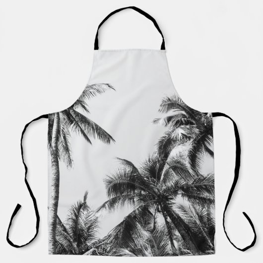 Palmboom blad zwart wit schort (Voorkant)