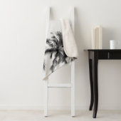 Palmboom blad zwart wit sherpa deken (In situ)