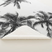 Palmboom blad zwart wit sherpa deken (3/4)