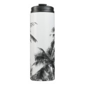 Palmboom blad zwart wit thermosbeker (Voorkant)