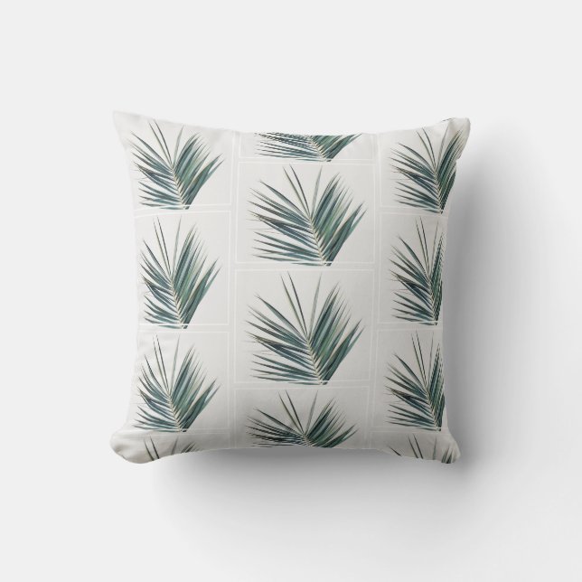 Palmboom Bladeren Bruine Paarse Kussen (Voorkant)
