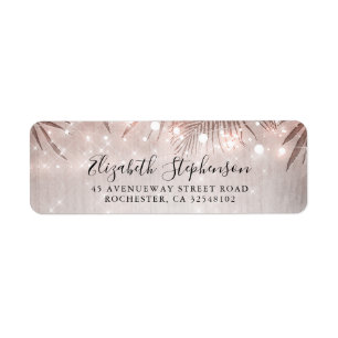 Palmboom bladeren en String Lights Beach Party Etiket