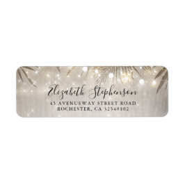 Palmboom bladeren en String Lights Beach Party Etiket