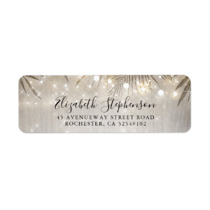 Palmboom bladeren en String Lights Beach Party Etiket