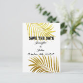 Palmboom bladeren gouden folie bladeren opslaan de briefkaart (Staand voorkant)