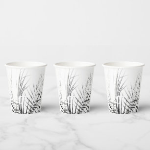 Palmboom Bladeren Minimalisme Schets Papieren Bekers