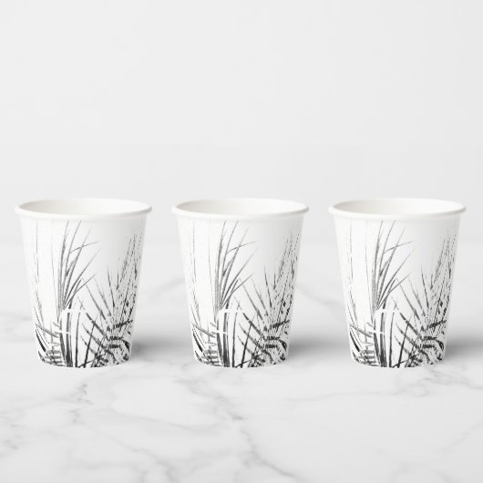Palmboom Bladeren Minimalisme Schets Papieren Bekers (Multi)