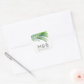Palmboom bladeren tropisch blad moderne bruiloft vierkante sticker (Envelop)