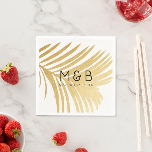 Palmboom bladeren tropisch goud gepersonaliseerd servet (Insitu)