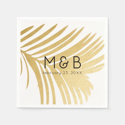 Palmboom bladeren tropisch goud gepersonaliseerd servet (Voorkant)