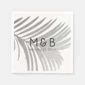 Palmboom bladeren tropisch zilver op maat servet (Voorkant)