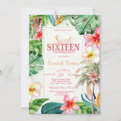 Palmboom bladeren tropische bloemen zomer zoet 16 kaart (Voorkant)